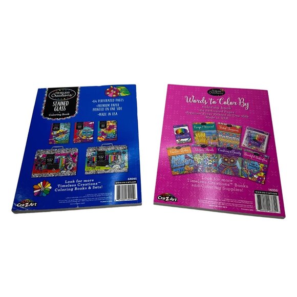 Timeless Creations 2 Coloring Books Stained Glass And Words To Color By New - Picture 2 of 10